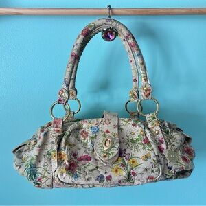 Big Buddha Slouchy Floral Vegan Faux Leather Purse 2000s Cottagecore Fairycore